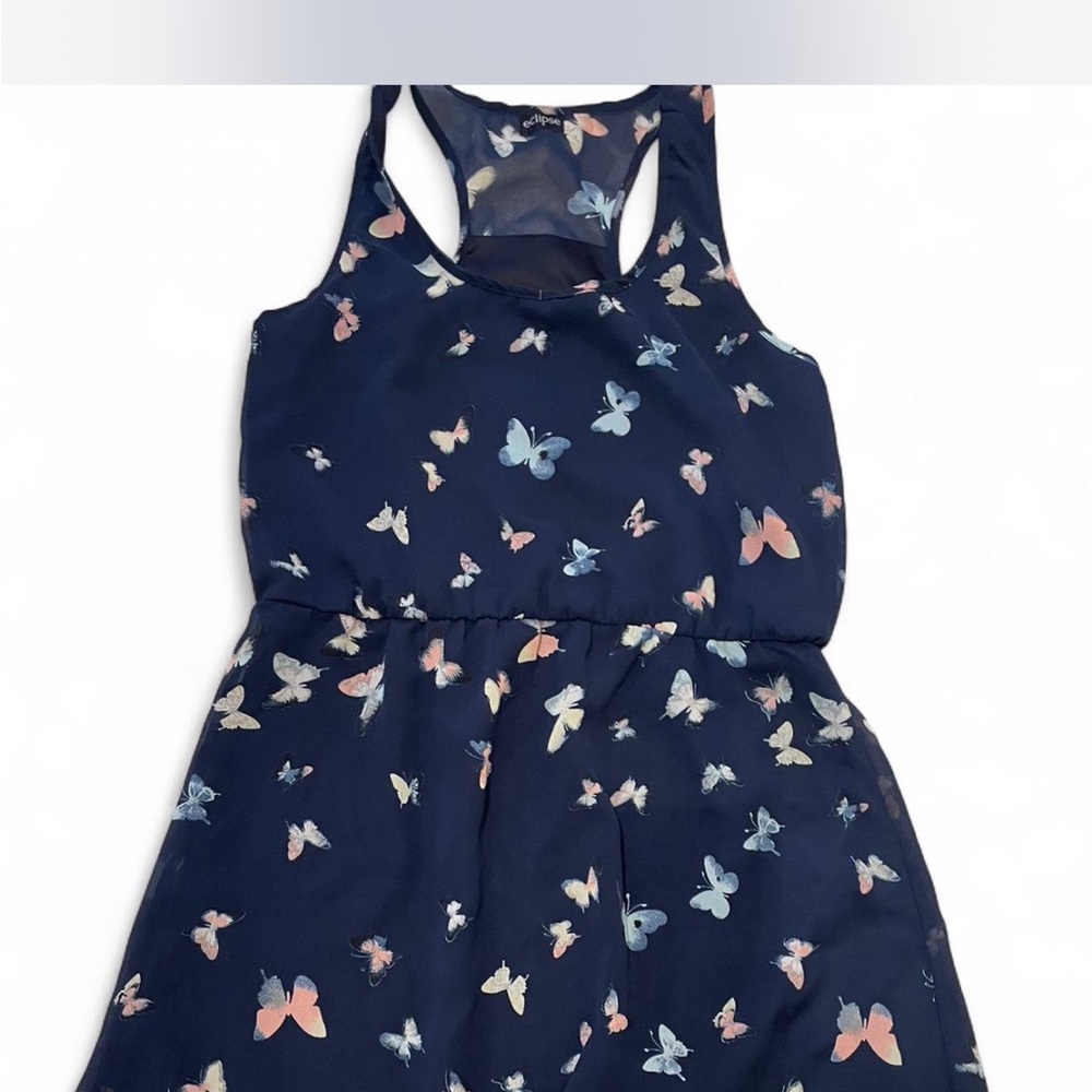Eclipse Navy Butterfly Print Midi Dress